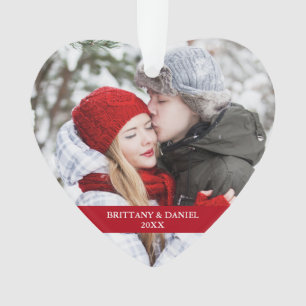 Front photo couple Snowflakes Back Red Heart