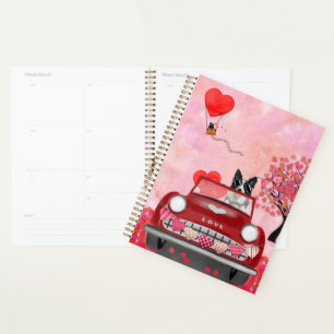 Frontière Collie voiture avec les coeurs Valentine