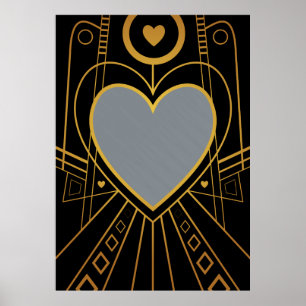 Frontière de coeur d'amour d'art déco