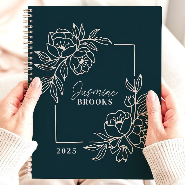 Frontière florale sarcelle 2025 Nom personnalisé (Créateur téléchargé)