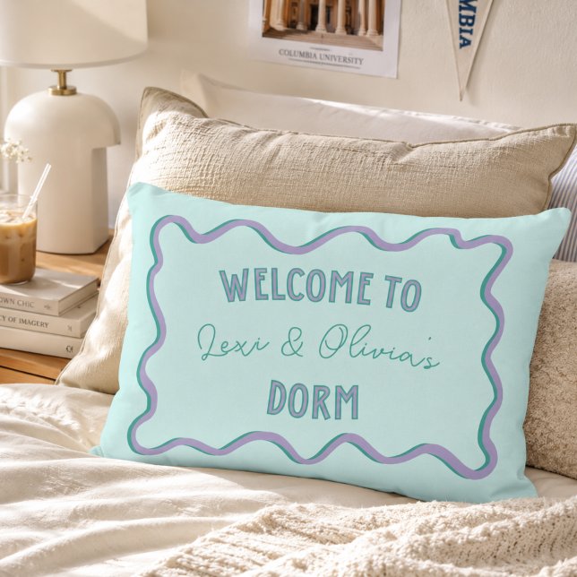 Frontière ondulée ludique Coussin de chambre unive (Playful Wavy Border College Roommate Dorm Accent Pillow)