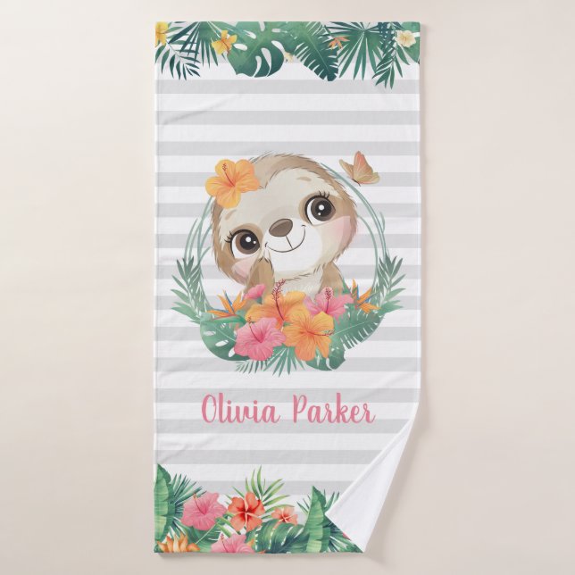 Frontières tropicales Hibiscus Fleurs Parcelles Pe (Serviette de bain)