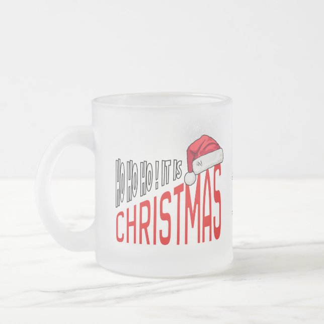 Frosted Glass Mug 10oz : It's Christmas (red) (Gauche)