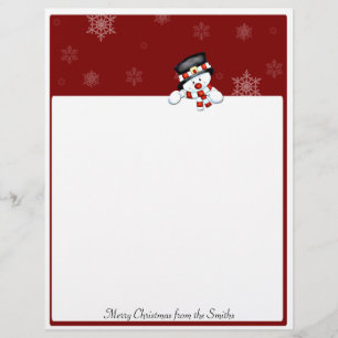 Frostie sur rouge avec des flocons blancs