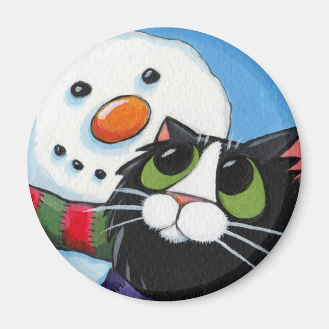 Frosty et Sox - Aimant Chat et Snowman (Devant)