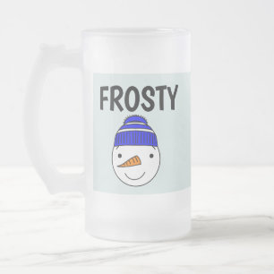 FROSTY SNOWMAN FUNNY FROSST GLASS MUGS