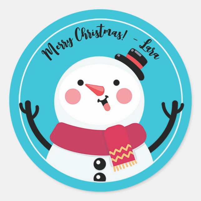 Frosty Snowman mignon Stickers Noël (Devant)