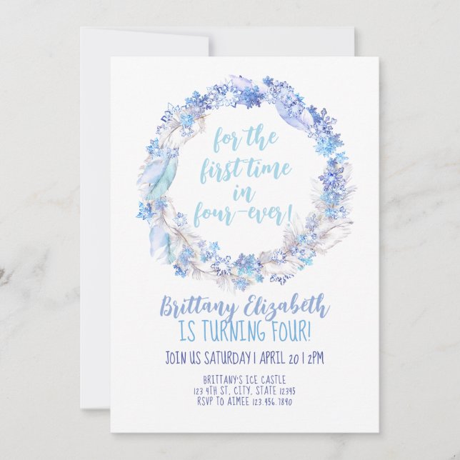 Frozen Birthday Invitation 4th Birthday Frozen Inv (Devant)