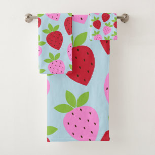 Fruit aux fraises rétro Motif bleu rouge rose