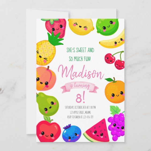 Fruit Birthday Invitation, Tutti Frutti Invitation (Devant)