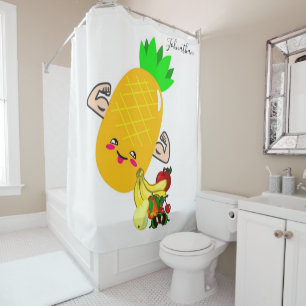 Fruit d'ananas au rideau de douche