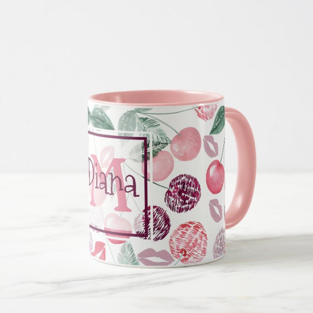 Fruit de cerise rouge chic tasse de café (Devant droit)