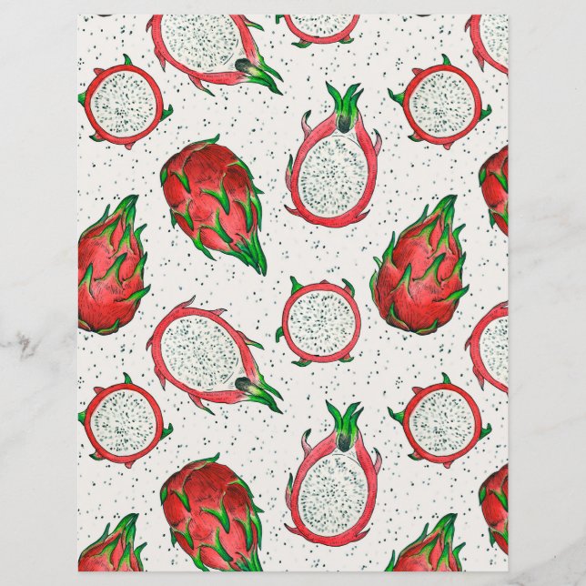 Fruit de dragon rouge sur blanc (Devant)
