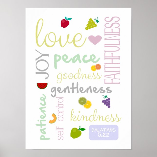 fruit de l'Esprit Saint mignon affiche chrétienne (Devant)
