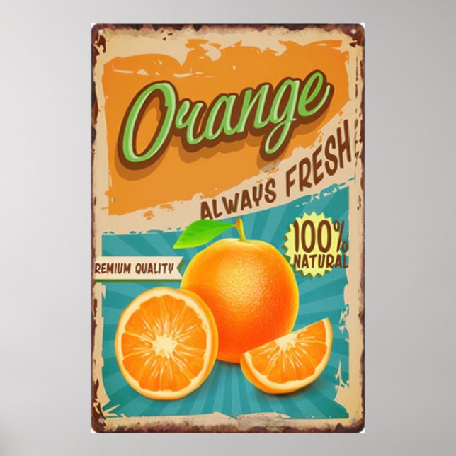 Fruit frais poster vintage orange (Devant)