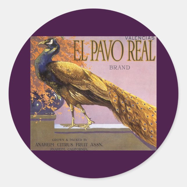 Fruit vintage Crate Étiquette Art El Pavo Peacock  (Devant)