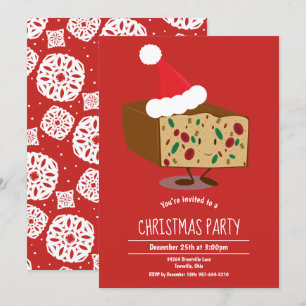 Fruitcake Santa Hat Fête Noël Invitation