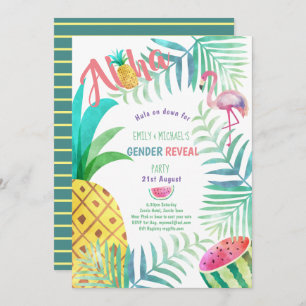 Fruité Tropical GENDER REVEAL Invitations Flamant 