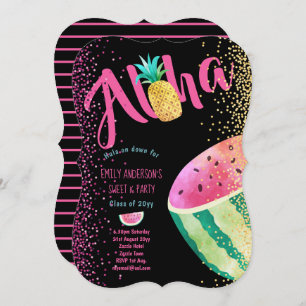 Fruité Tropical Sweet 16 Invitations Melon ALOHA