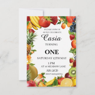 Fruits Birthday Invitation Personalized Card
