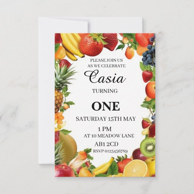 Fruits Birthday Invitation Personalized Card (Devant)