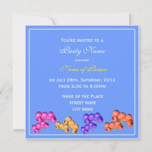 fruits colorés all party blue invitation