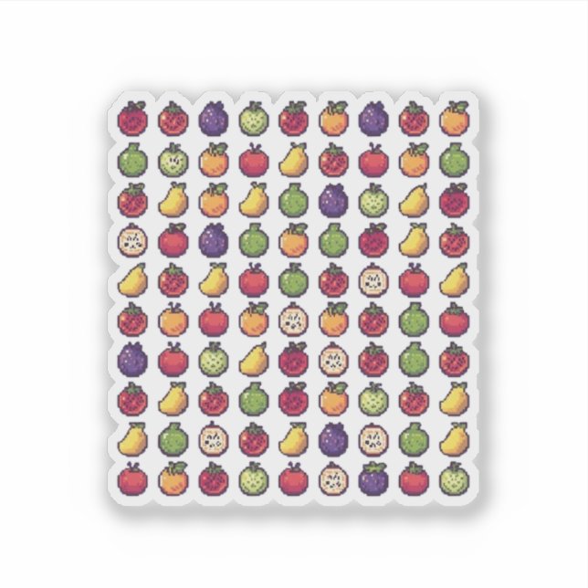 Fruits Colorés Pixelisés ArtVinyl Autocollant 32-b (Devant)
