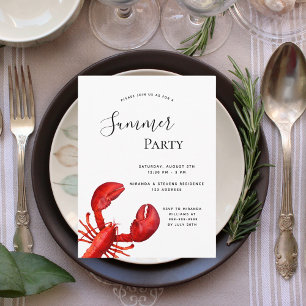 Fruits de mer rouge homard blanc invitation