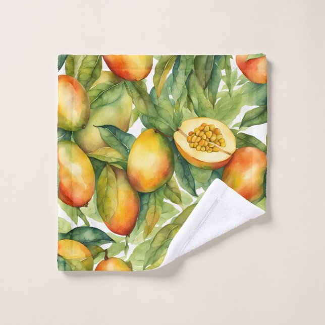 Fruits et feuilles de mangue  (Gant de toilette)
