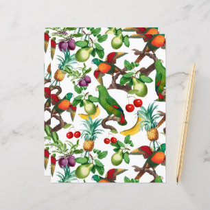 Fruits et oiseaux tropicaux Papier Motif