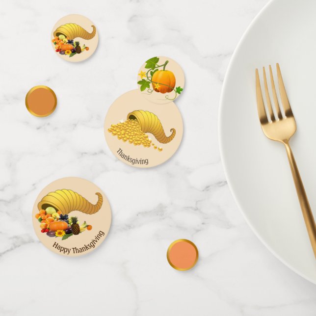 Fruits et or sur confettis de table de Thanksgivin (Groupe)