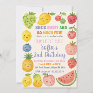 Fruits tropicaux colorés Invitation Anniversaire