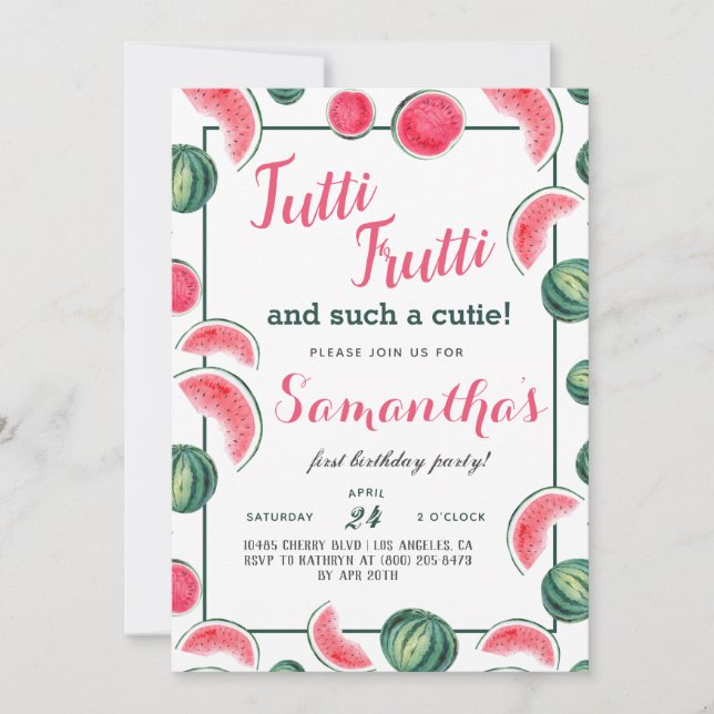 Fruits Tutti Frutti Invitation Anniversaire (Devant)