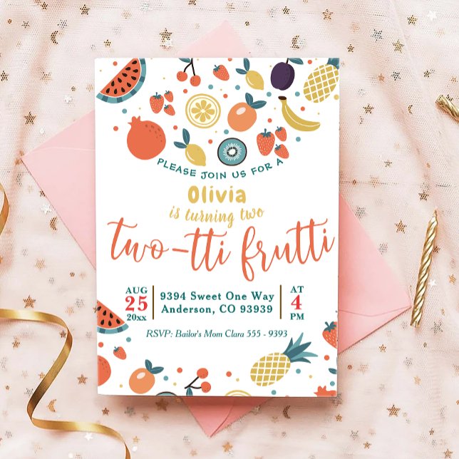 Fruitti à deux tti | Invitation Fruit 2e anniversa (Créateur téléchargé)