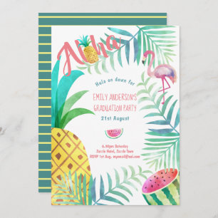 Fruity Tropical Graduation Party Invitations Flama
