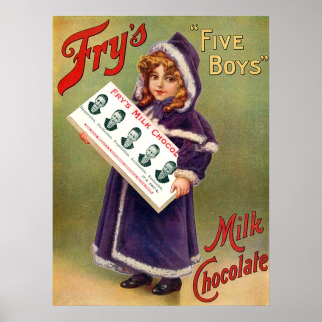 Fry's Five Boys Milk Chocolate Vintage Poster (Devant)