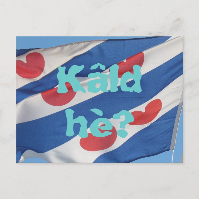 Fryslan Drapeau & Texte Kâld hè ? Carte postale (Devant)