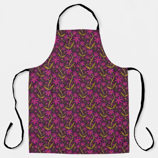 Fuchsia | Abricot dansant, tablier à motif aquarel (Recto)