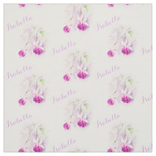 Fuchsia art botanique rose nommé aquarelle tissu