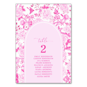 Fuchsia Chinoiserie Menu & Numéro de table