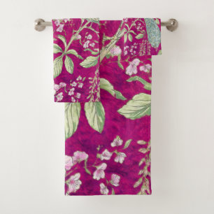 Fuchsia Chinoiserie paon floral