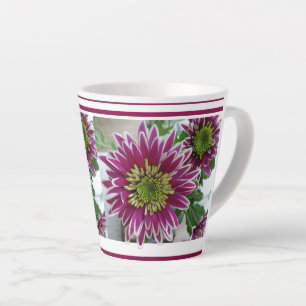 Fuchsia Chrysanthèmes rose Collage Latte Mug