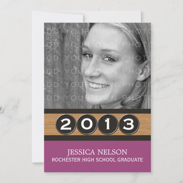 Fuchsia Classy Keys Graduation Invitation (Devant)