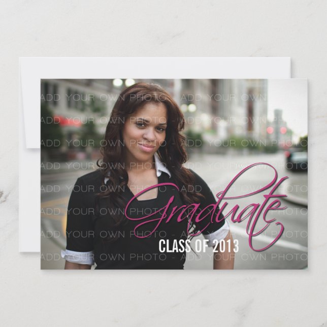 Fuchsia Elegant Script Photo Invitation (Devant)