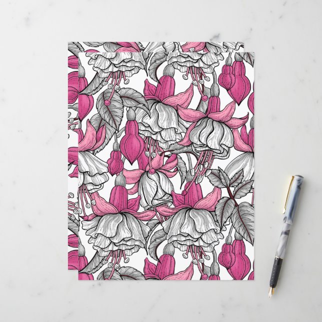 Fuchsia en blanc et rose (Devant/Arrière en situation)
