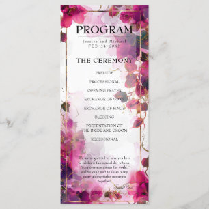 Fuchsia Enchantement : programme de mariage aquare