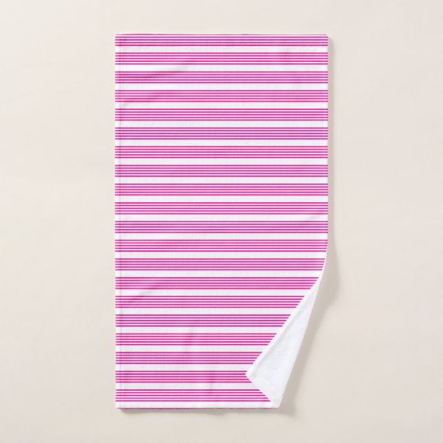 Fuchsia et blanc cinq bandes motif (Serviette à main)