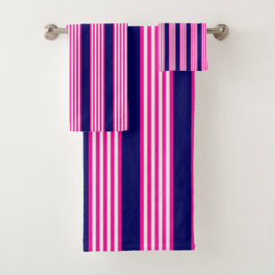 Fuchsia et blanc cinq bandes motif avec bleu