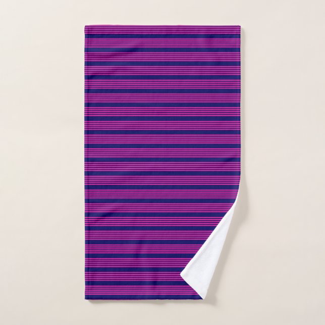 Fuchsia et bleu marine cinq bandes motif (Serviette à main)