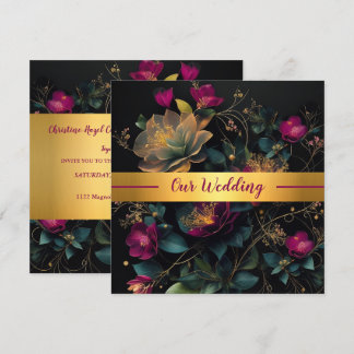 Fuchsia et Blue Spring Garden Invitation de mariag